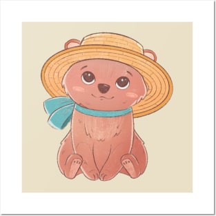 Baby bear in a hat Posters and Art